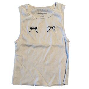 Desert Dreamer Free People Bow White Embroidered Tank Top Women's Size Small S